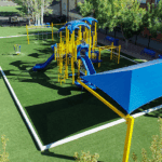 A picture of a school playground constructed and built by Performance Construction.